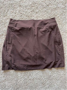 Athleta Brooklyn Skort 16” Brown Size 10 Zipper Pockets EUC